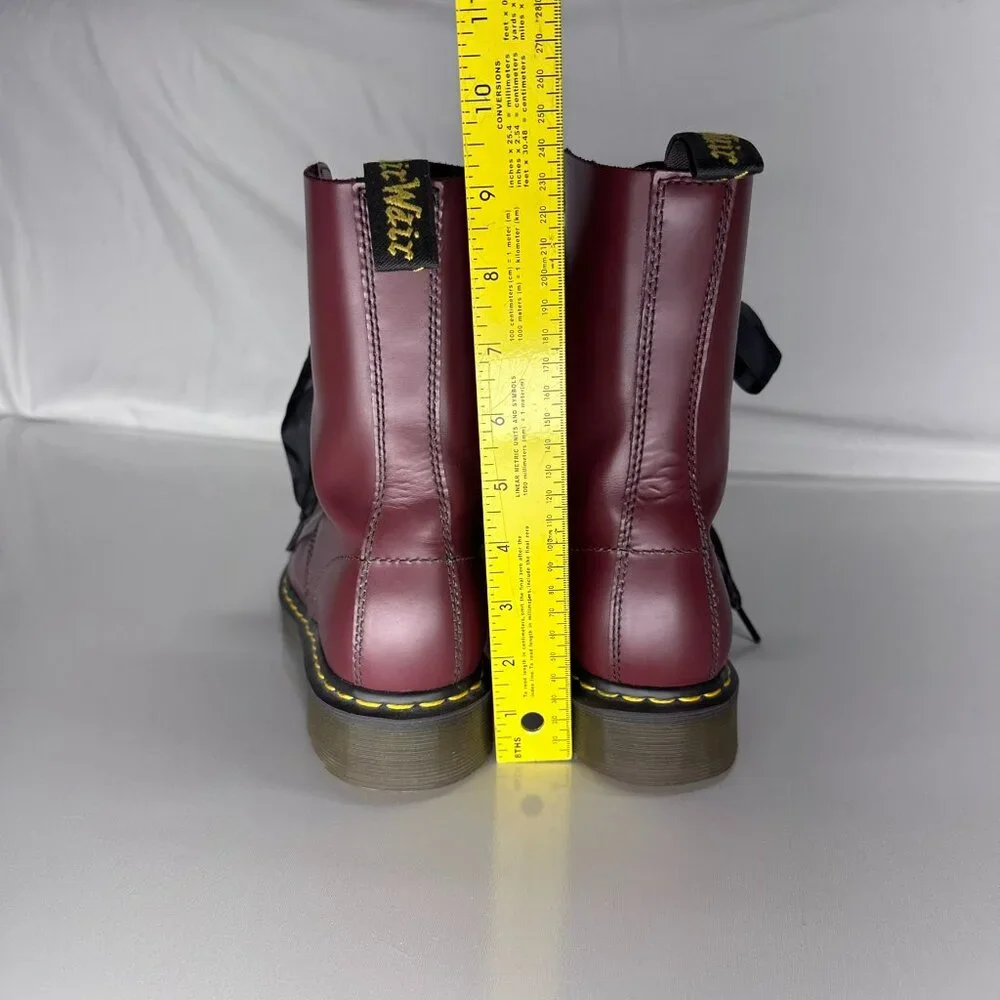 Dr. Martens 1490 Cherry Red Women's US Size 8, EU 39 Black Ribbon Lace - Picture 6 of 8